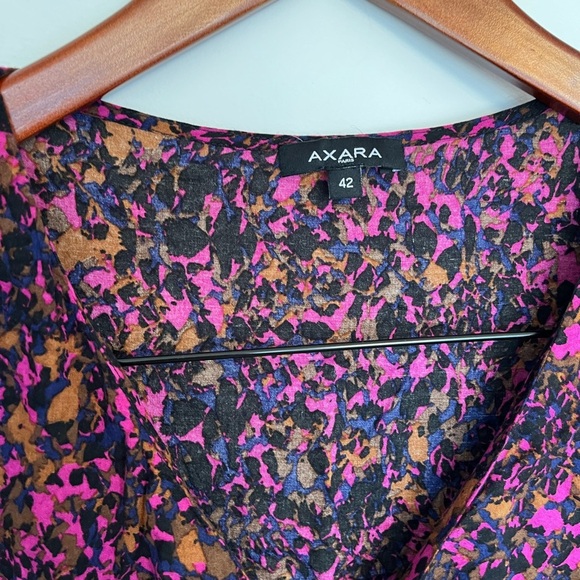 Axara Paris Floral Ruffle Dress Pink Purple Black Size 42 - Picture 4 of 6